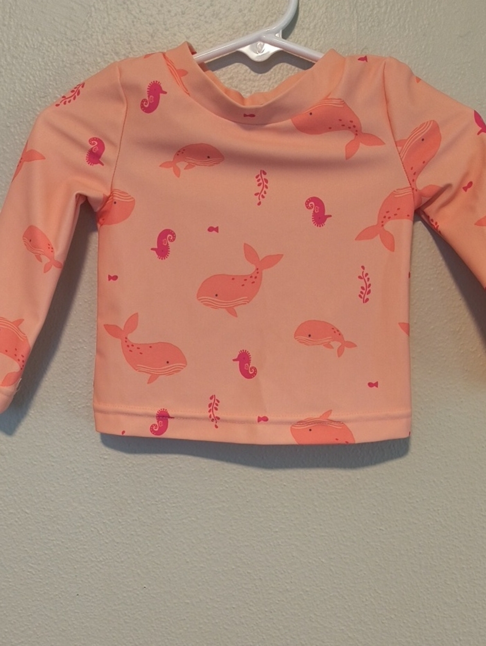 Carter's Peach and Coral Whale Print Rashguard